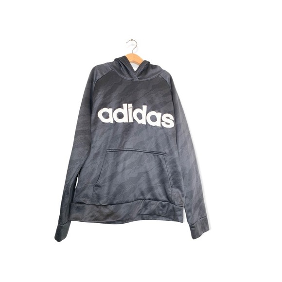 adidas Other - Adidas Boys Graphic Hoodie Sweatshirt Black Long Sleeve Pocket L 14-16